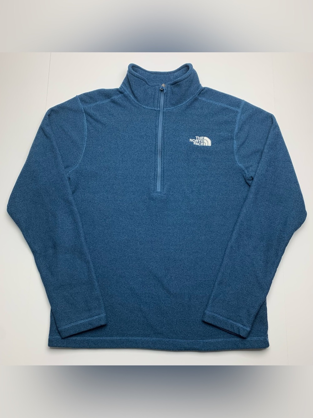 The North Face Quarter 1/4 Zip Blue Sweater Textured Outdoor Mens Size Medium